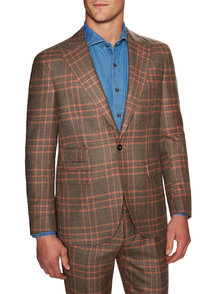 Wool Checkered Peak Lapel Sportcoat